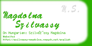 magdolna szilvassy business card